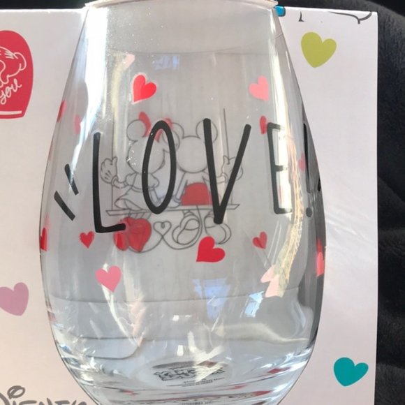 Disney Stemless Wine Glass Mickey & Minnie Set of 2 NEW - Picture 4 of 5
